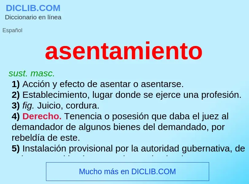 What is asentamiento - meaning and definition