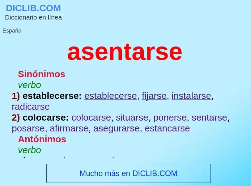 What is asentarse - meaning and definition