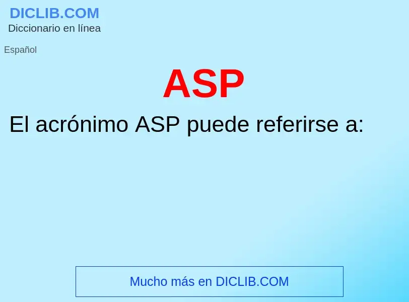 What is ASP - meaning and definition