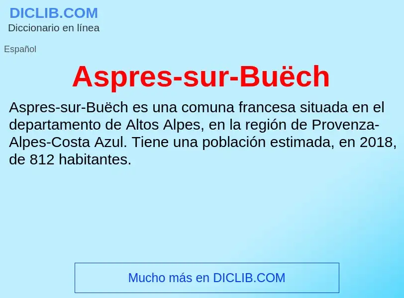 ¿Qué es Aspres-sur-Buëch? - significado y definición