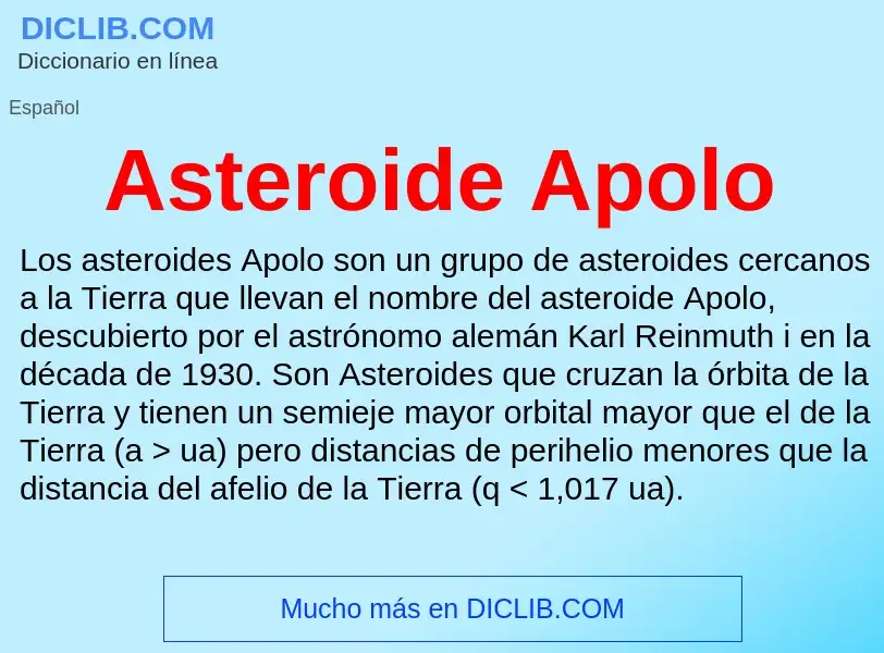 ¿Qué es Asteroide Apolo? - significado y definición