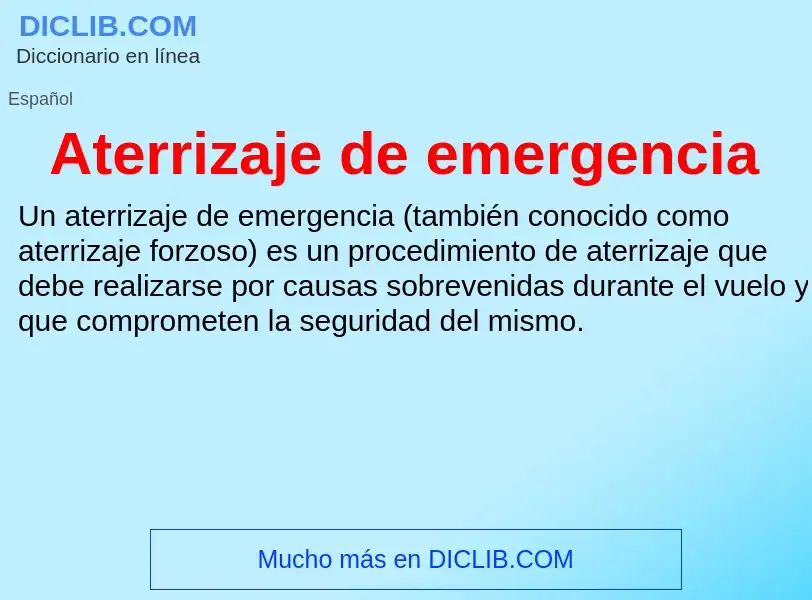 ¿Qué es Aterrizaje de emergencia? - significado y definición