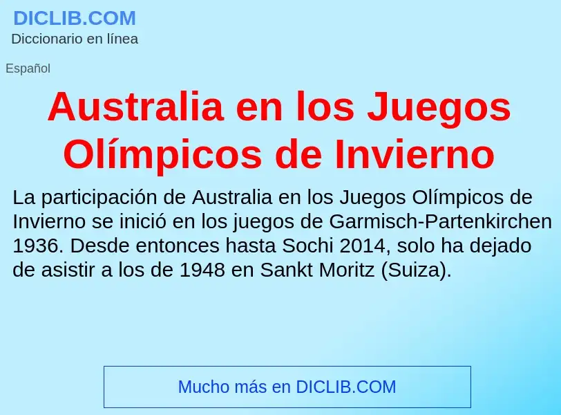 ¿Qué es Australia en los Juegos Olímpicos de Invierno? - significado y definición