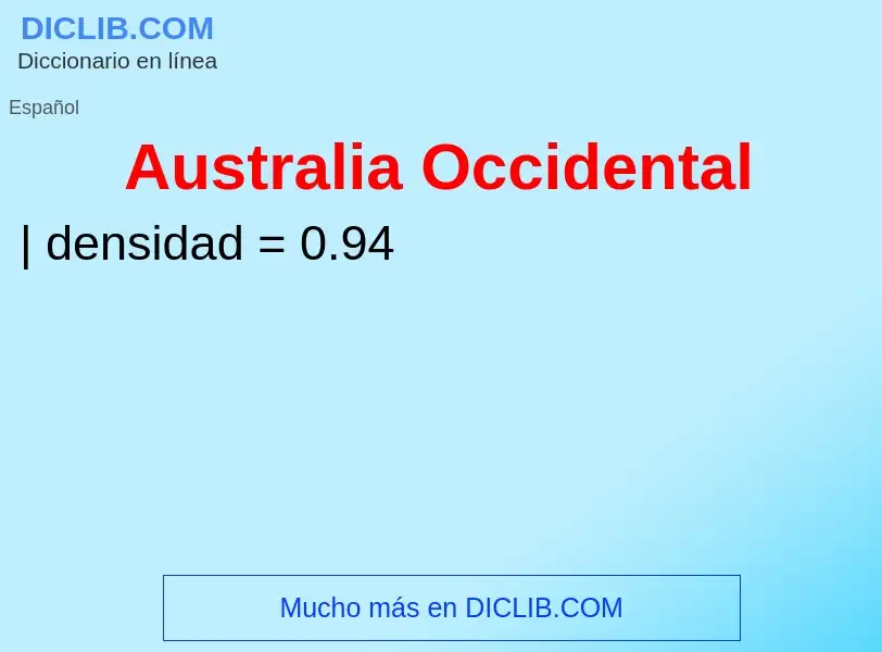 ¿Qué es Australia Occidental? - significado y definición