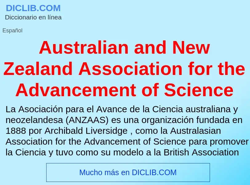 Wat is Australian and New Zealand Association for the Advancement of Science - definition