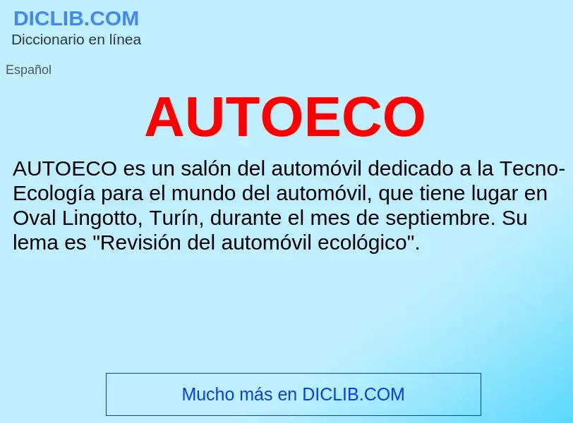 ¿Qué es AUTOECO? - significado y definición