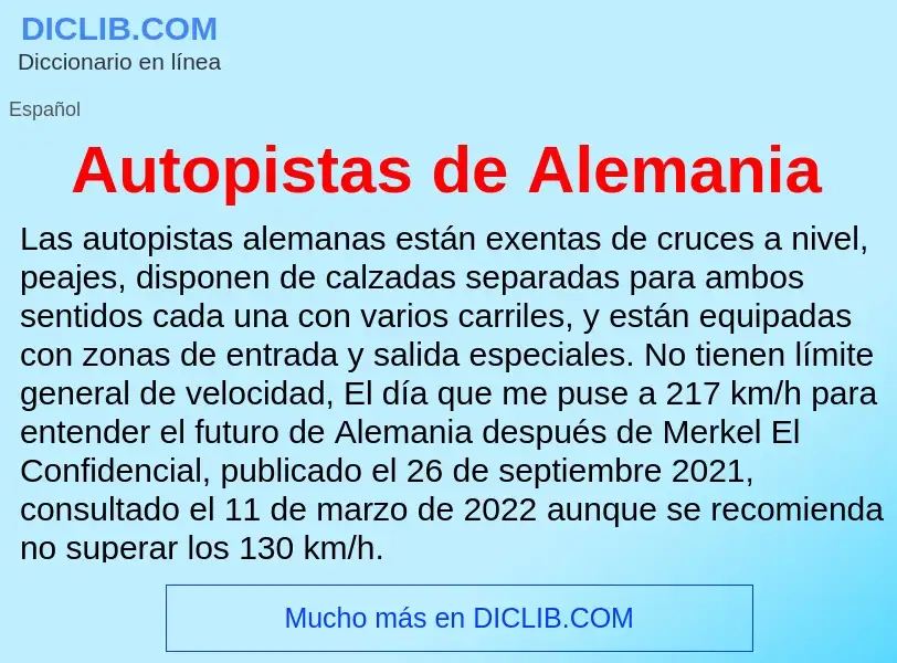 What is Autopistas de Alemania - definition