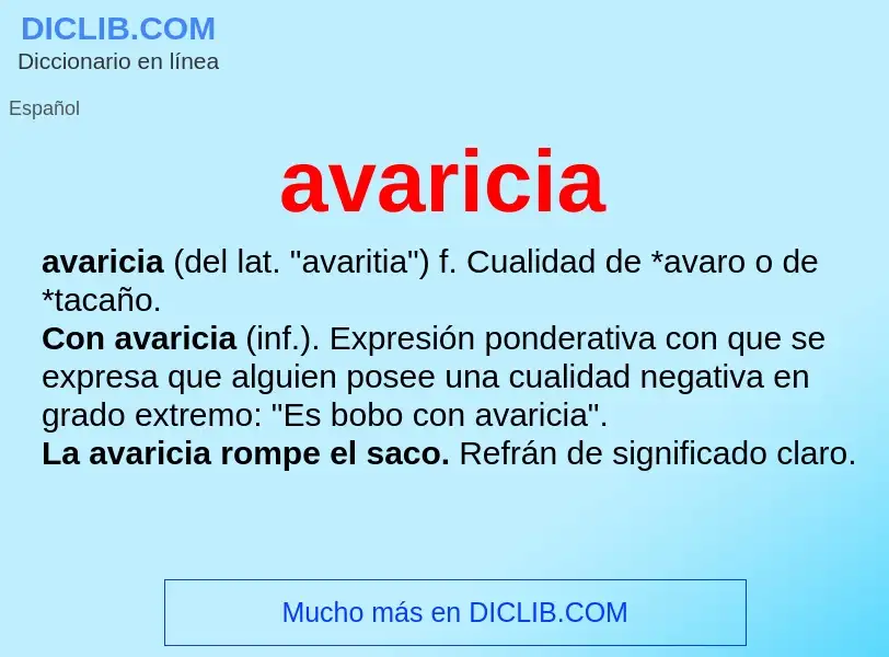 What is avaricia - definition