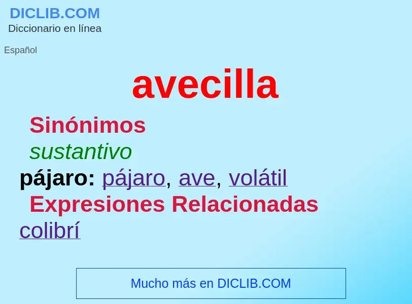 ¿Qué es avecilla? - significado y definición