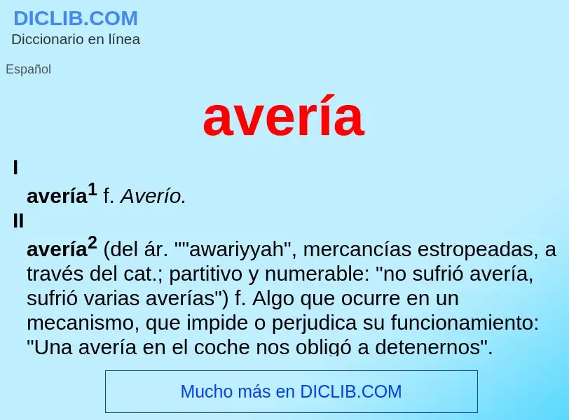 What is avería - meaning and definition