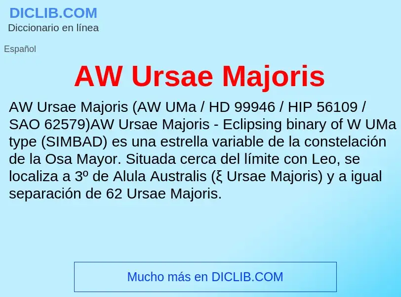 ¿Qué es AW Ursae Majoris? - significado y definición