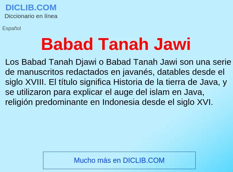 Τι είναι Babad Tanah Jawi - ορισμός