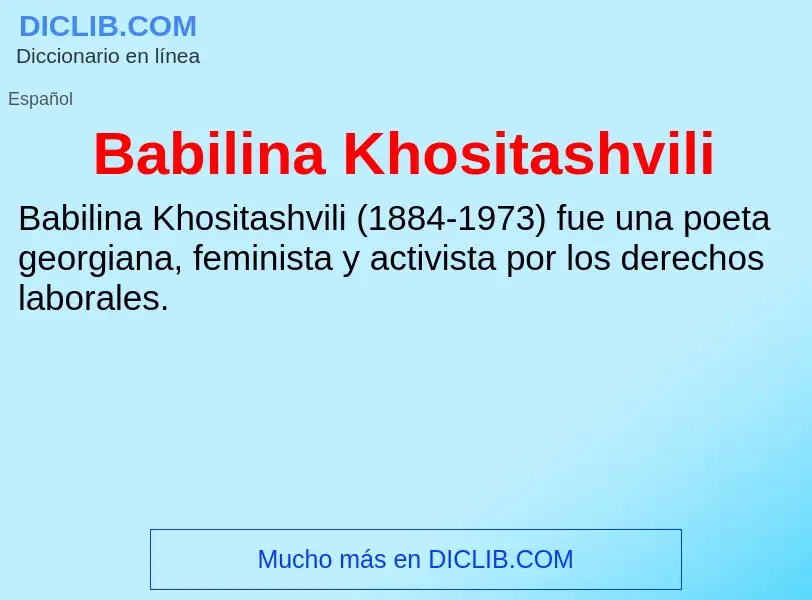 Τι είναι Babilina Khositashvili - ορισμός