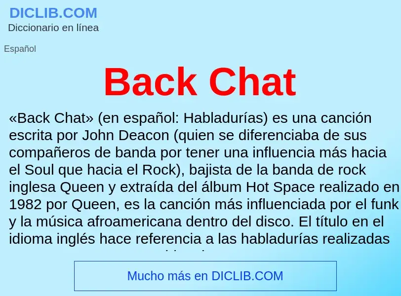 Che cos'è Back Chat - definizione