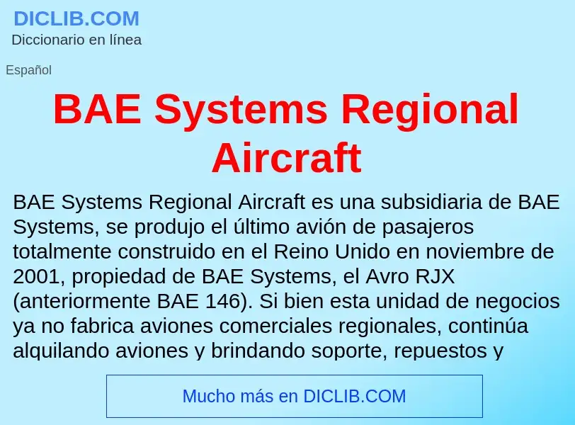 Τι είναι BAE Systems Regional Aircraft - ορισμός