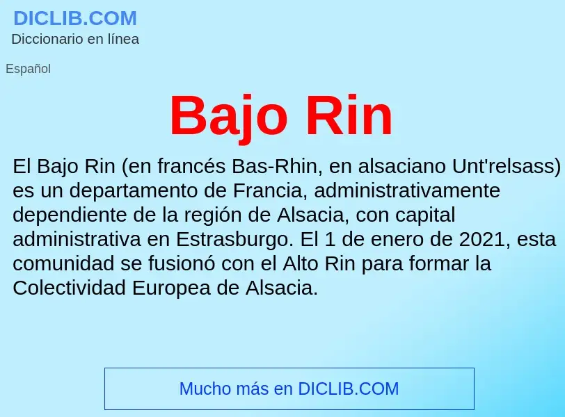 ¿Qué es Bajo Rin? - significado y definición