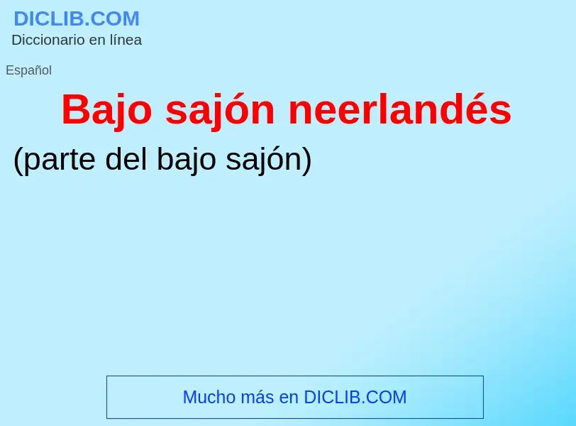 ¿Qué es Bajo sajón neerlandés? - significado y definición