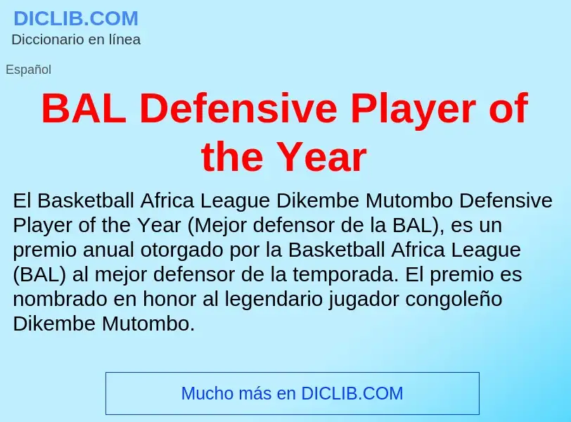 Τι είναι BAL Defensive Player of the Year - ορισμός