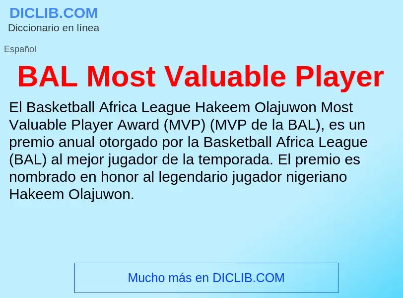 What is BAL Most Valuable Player - definition