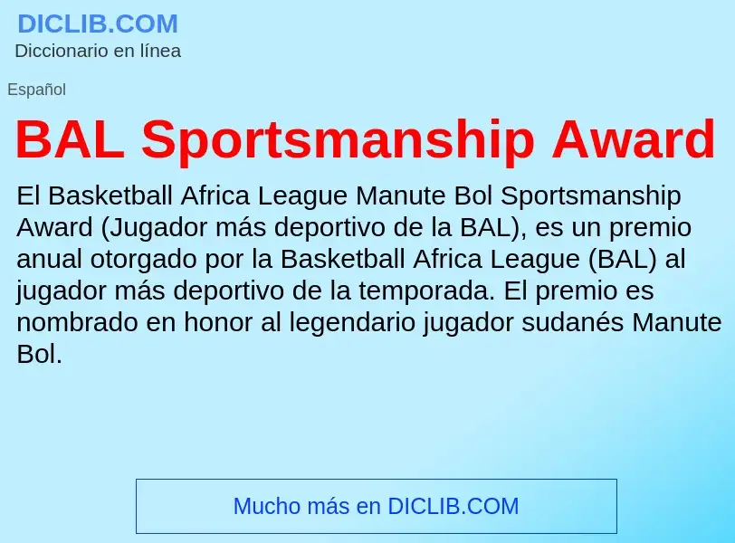 Τι είναι BAL Sportsmanship Award - ορισμός