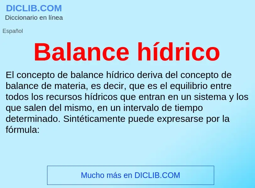 O que é Balance hídrico - definição, significado, conceito