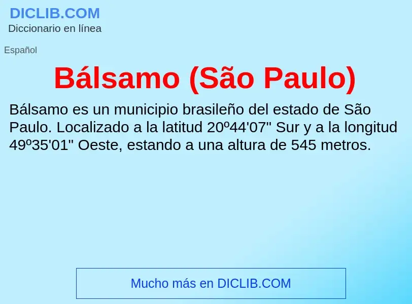 O que é Bálsamo (São Paulo) - definição, significado, conceito