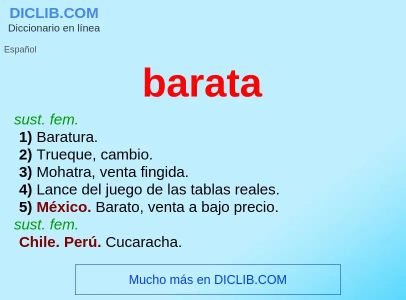 ¿Qué es barata? - significado y definición