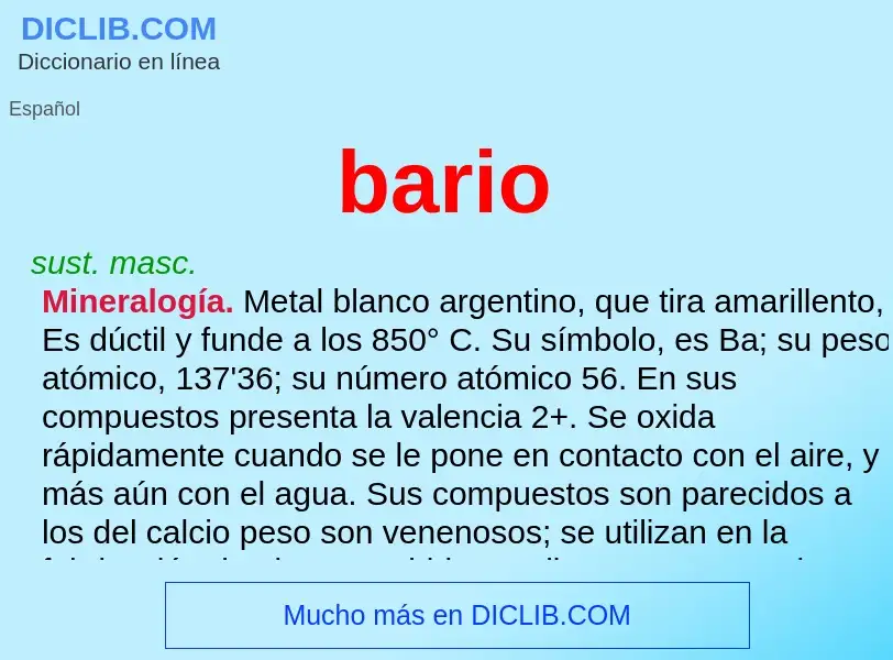 ¿Qué es bario? - significado y definición