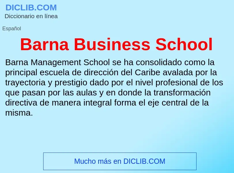 ¿Qué es Barna Business School? - significado y definición