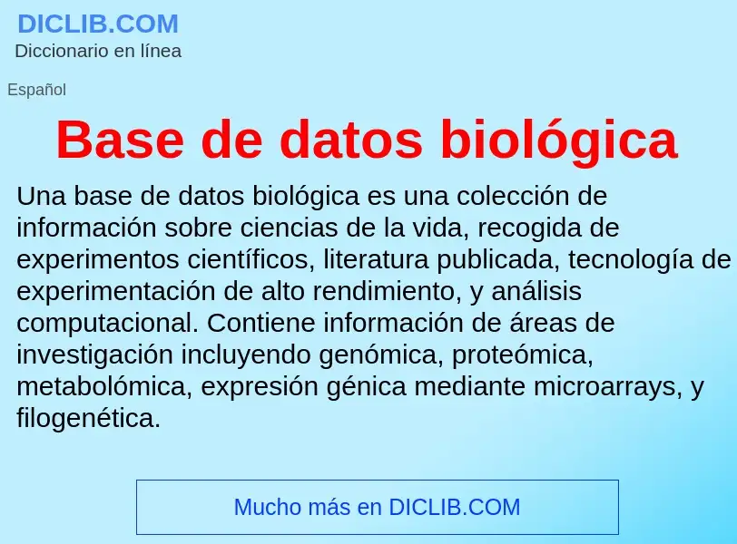 ¿Qué es Base de datos biológica? - significado y definición