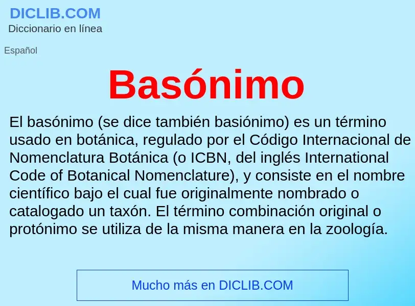 ¿Qué es Basónimo? - significado y definición