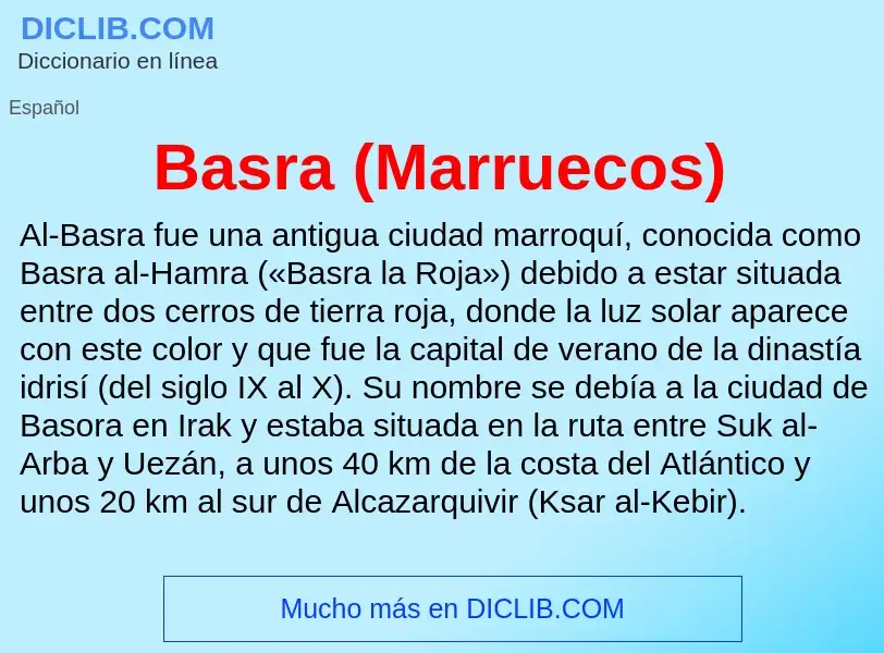 ¿Qué es Basra (Marruecos)? - significado y definición