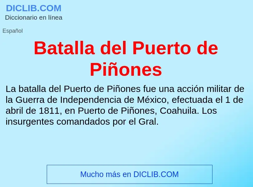 What is Batalla del Puerto de Piñones - meaning and definition