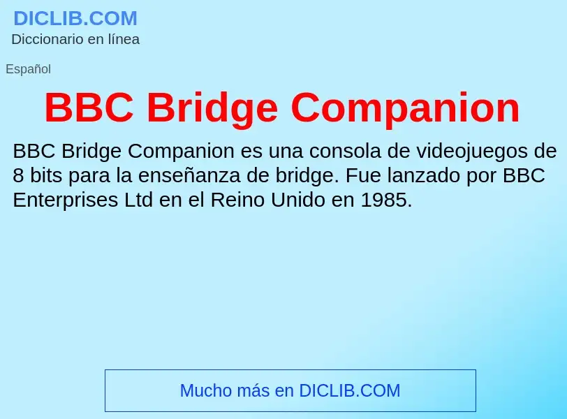 What is BBC Bridge Companion - definition