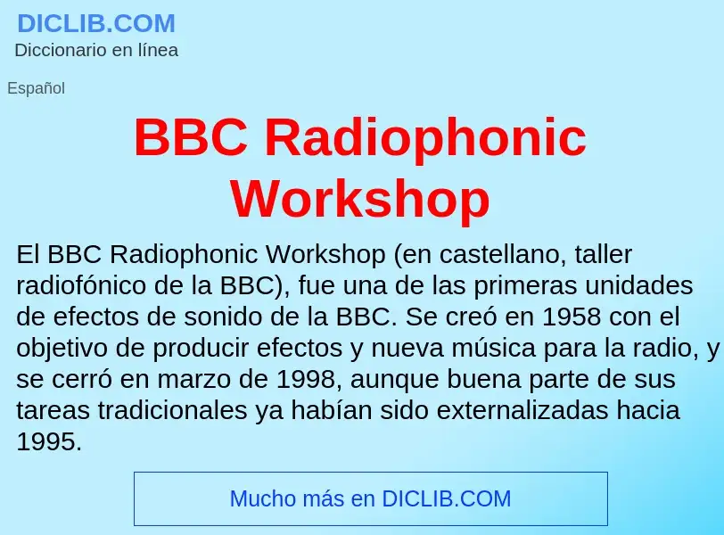 What is BBC Radiophonic Workshop - definition