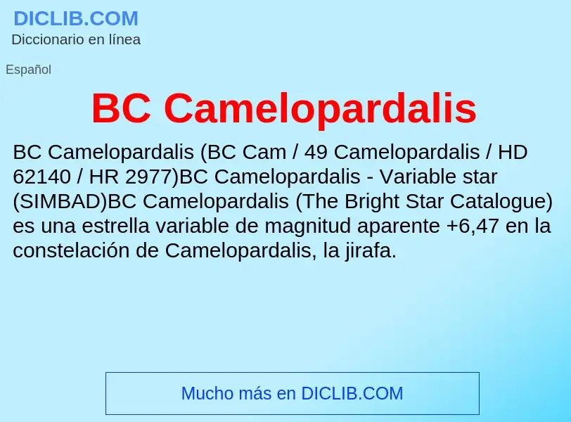 Qu'est-ce que BC Camelopardalis - définition