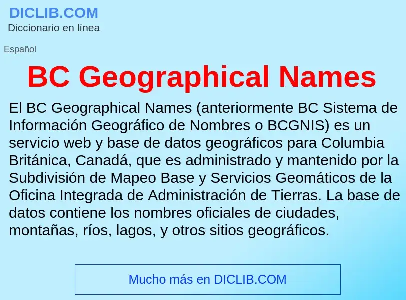 Τι είναι BC Geographical Names - ορισμός