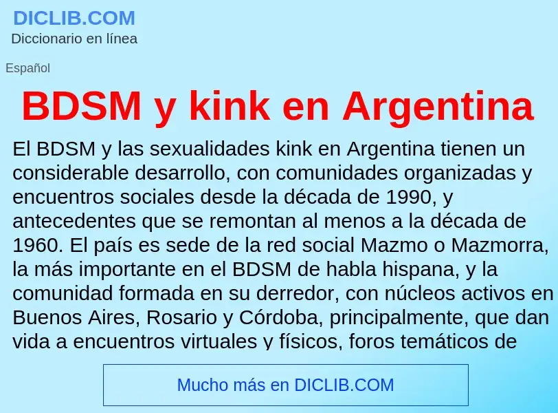 Τι είναι BDSM y kink en Argentina - ορισμός