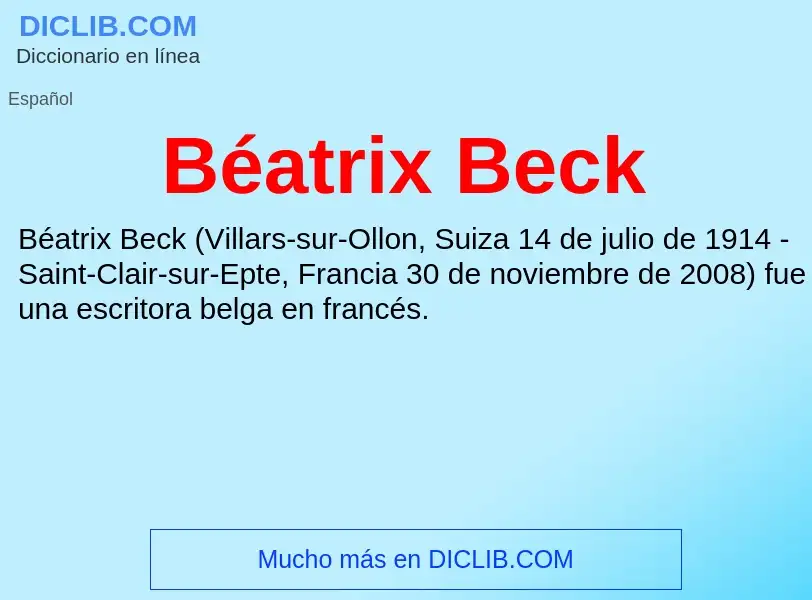 ¿Qué es Béatrix Beck? - significado y definición