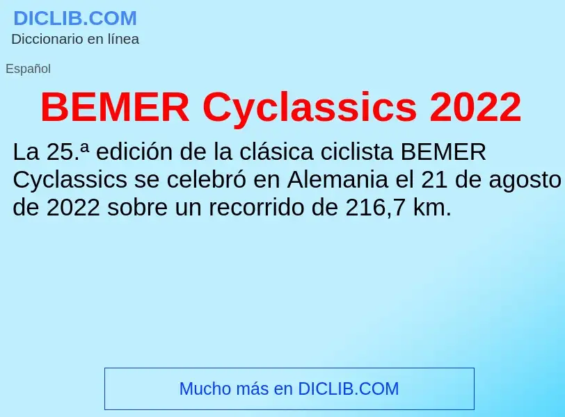 What is BEMER Cyclassics 2022 - definition