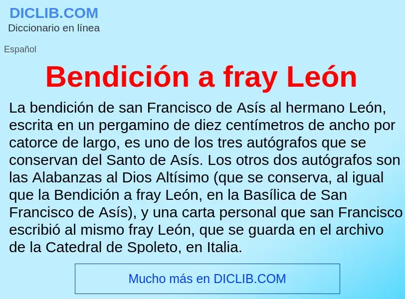 Wat is Bendición a fray León - definition