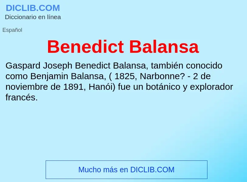 Что такое Benedict Balansa - определение