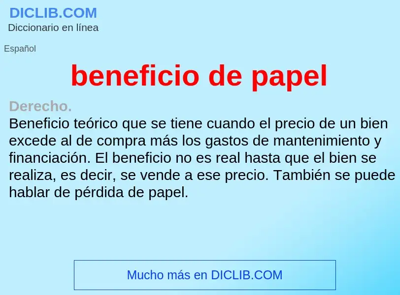 ¿Qué es beneficio de papel? - significado y definición