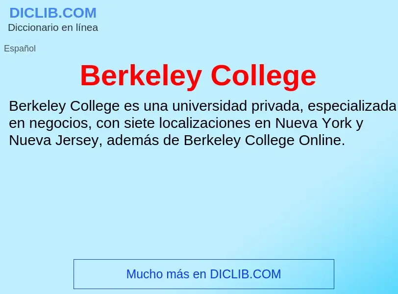 Wat is Berkeley College - definition