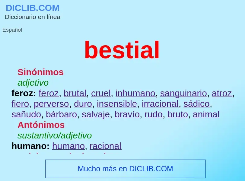 What is bestial - meaning and definition