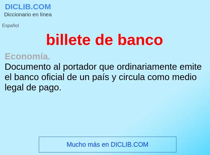 ¿Qué es billete de banco? - significado y definición