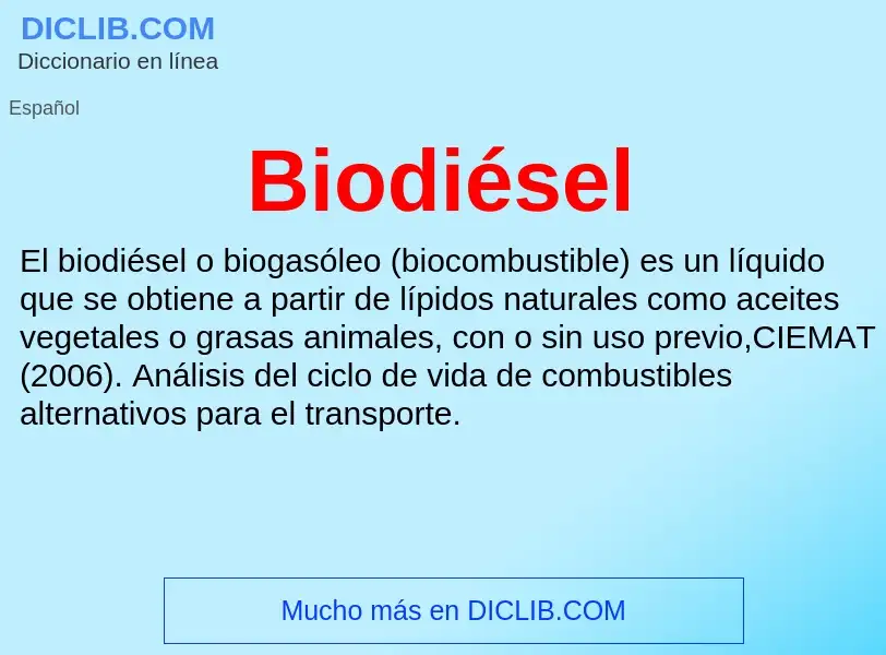 ¿Qué es Biodiésel? - significado y definición