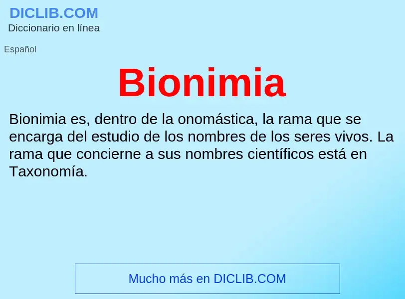 ¿Qué es Bionimia? - significado y definición