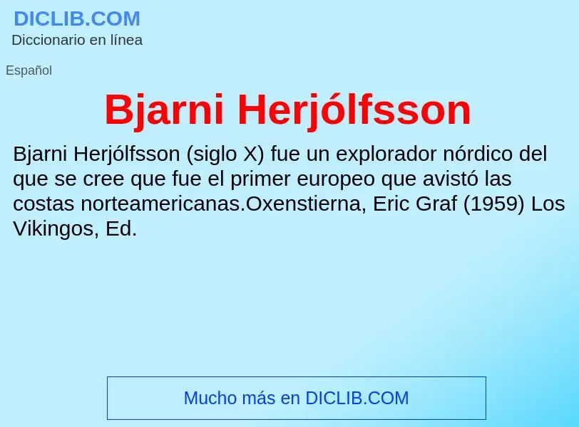 ¿Qué es Bjarni Herjólfsson? - significado y definición