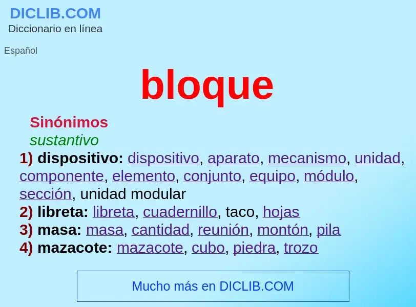 What is bloque - meaning and definition